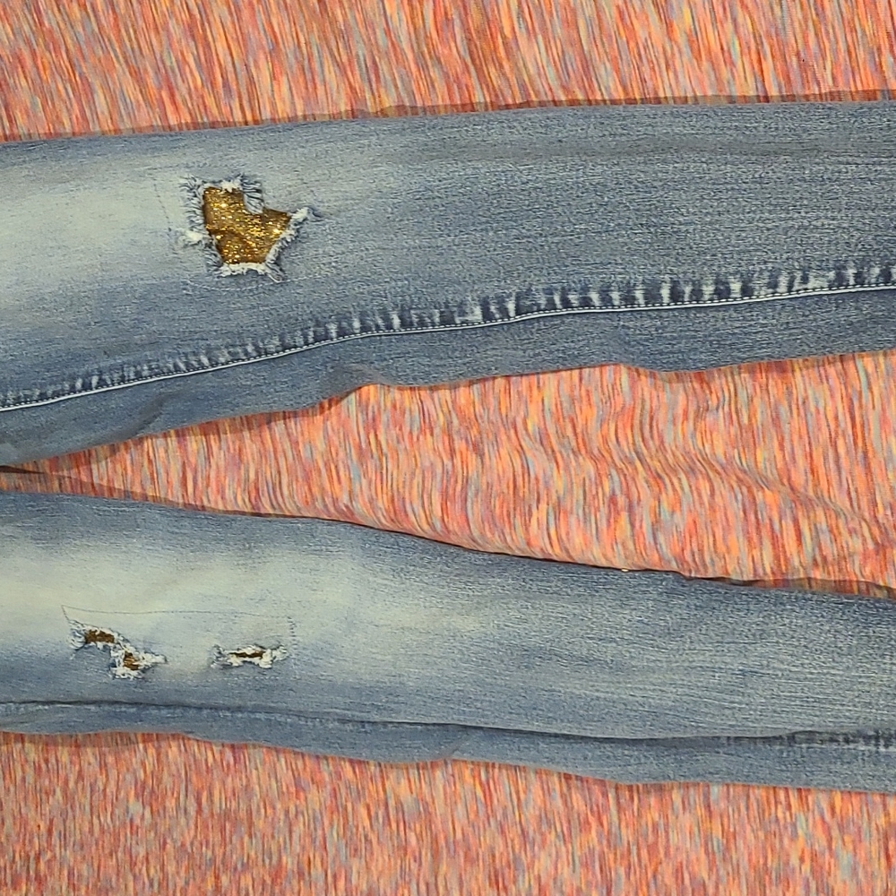 Black Daisy Billie Jegging with Gold Patch Detailing, size 9/29 - Picture 2 of 9